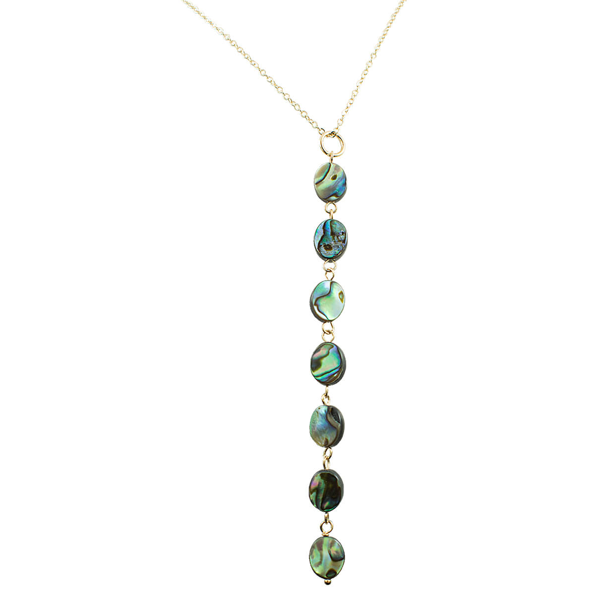COLAR PÊNDULO DE ABALONE OVAL OURO