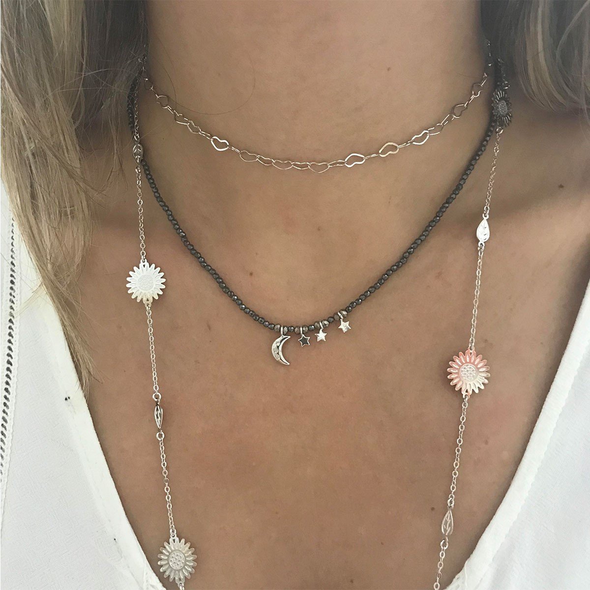 Chocker Coração Ródio - anilu bijoux