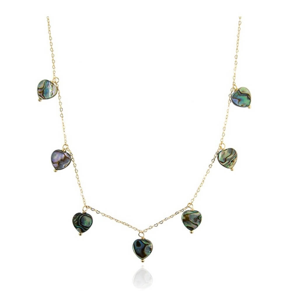 Colar Coração De Saturno Abalone Ouro - anilu bijoux