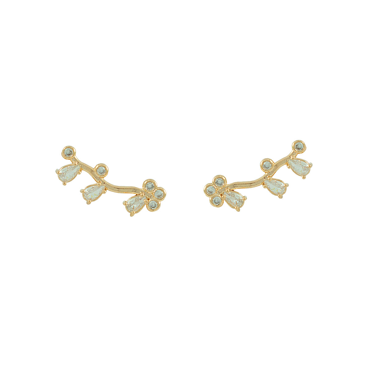 Earcuff Florescer Branco Ouro