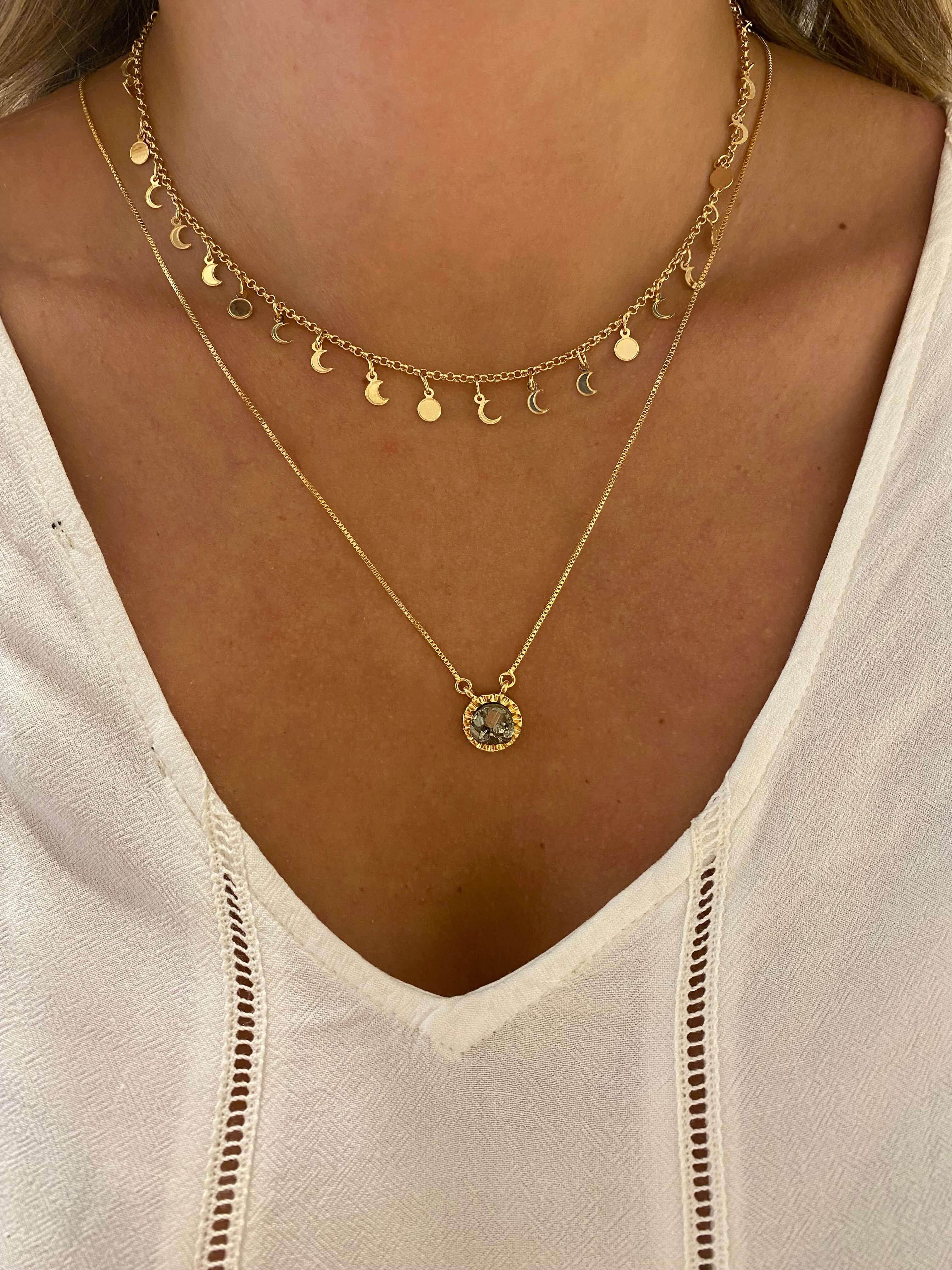 Choker Mini Fases Da Lua Ouro