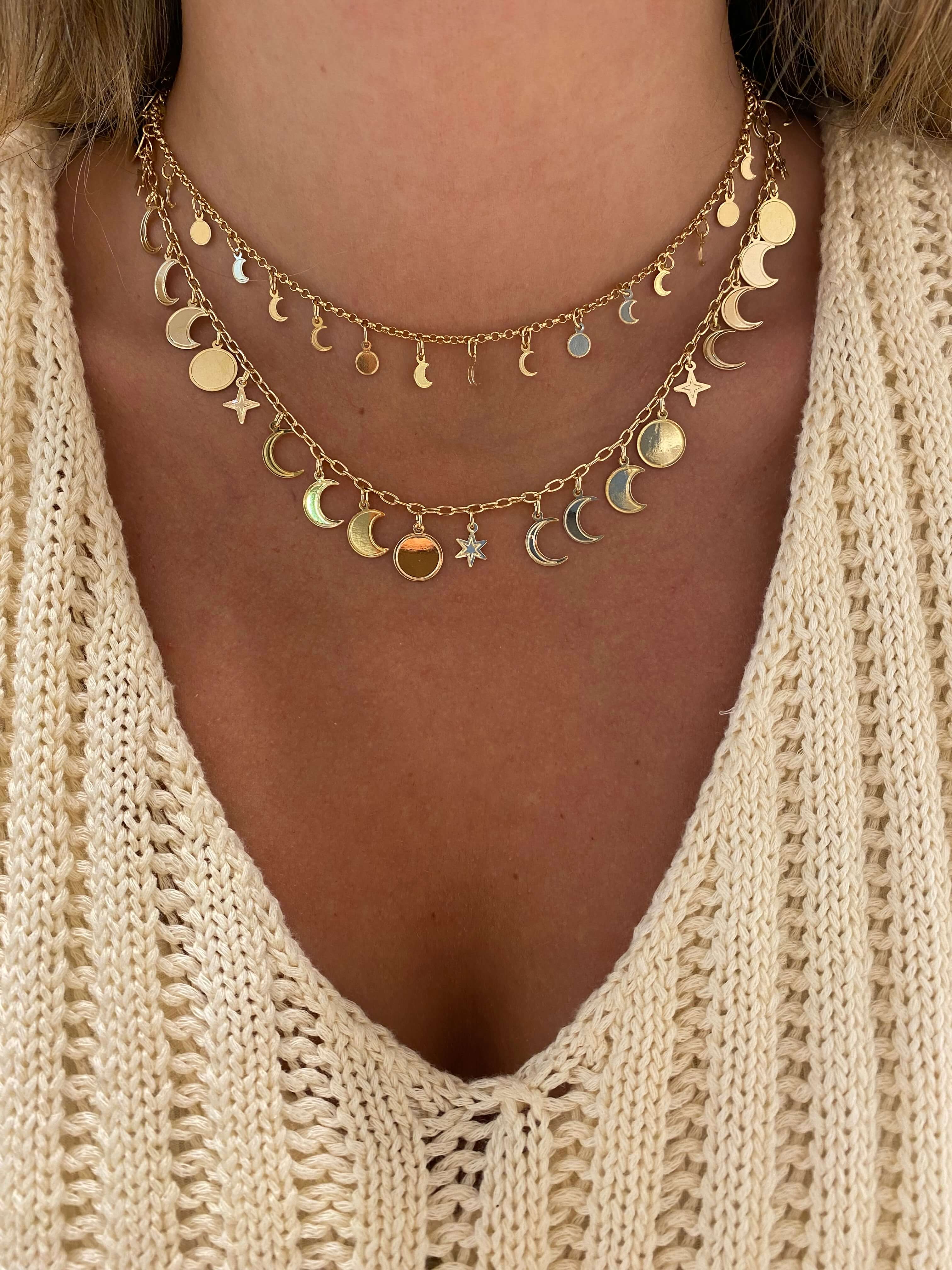 Choker Mini Fases Da Lua Ouro