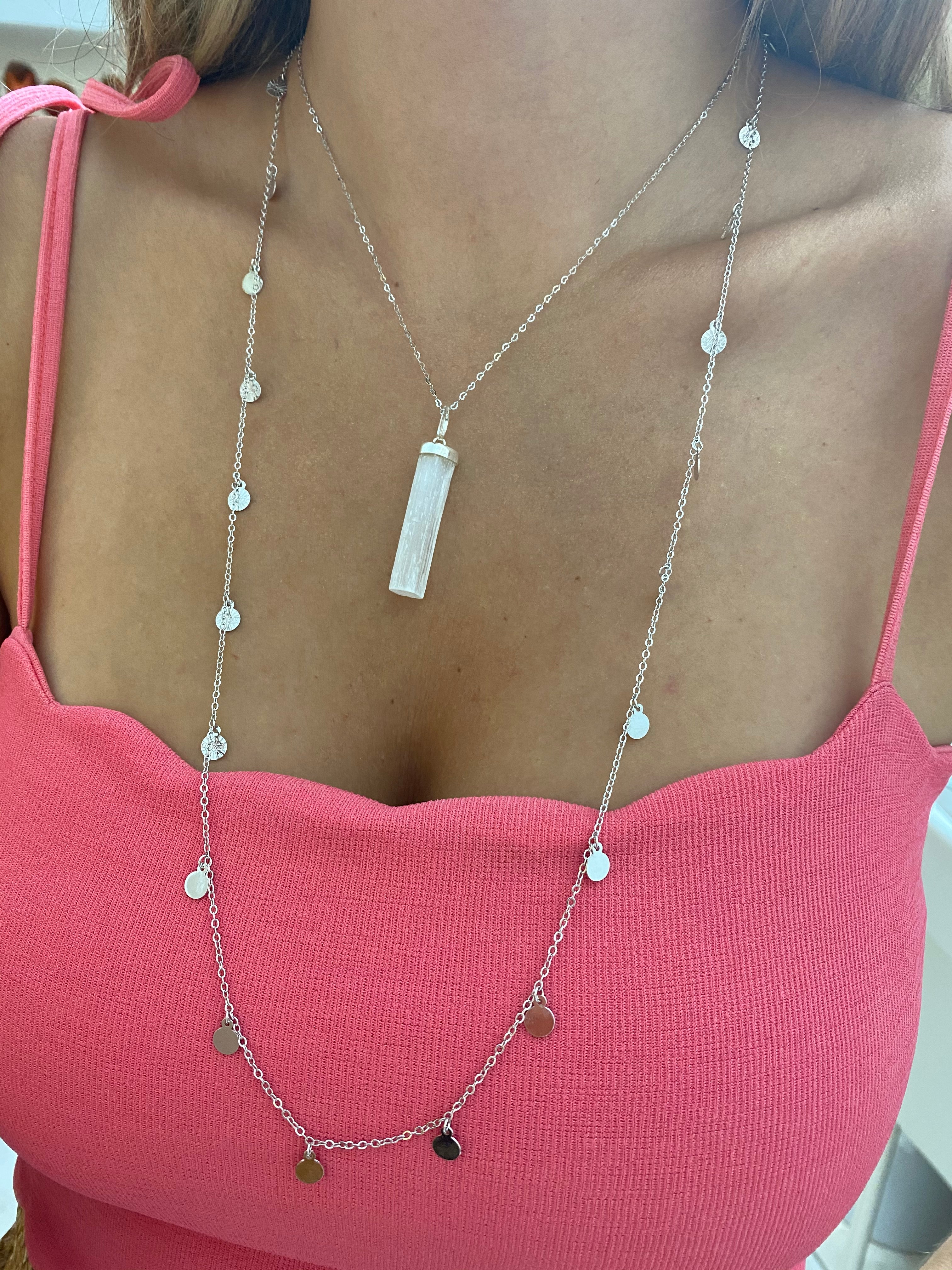 Colar Selenita Prata - anilu bijoux