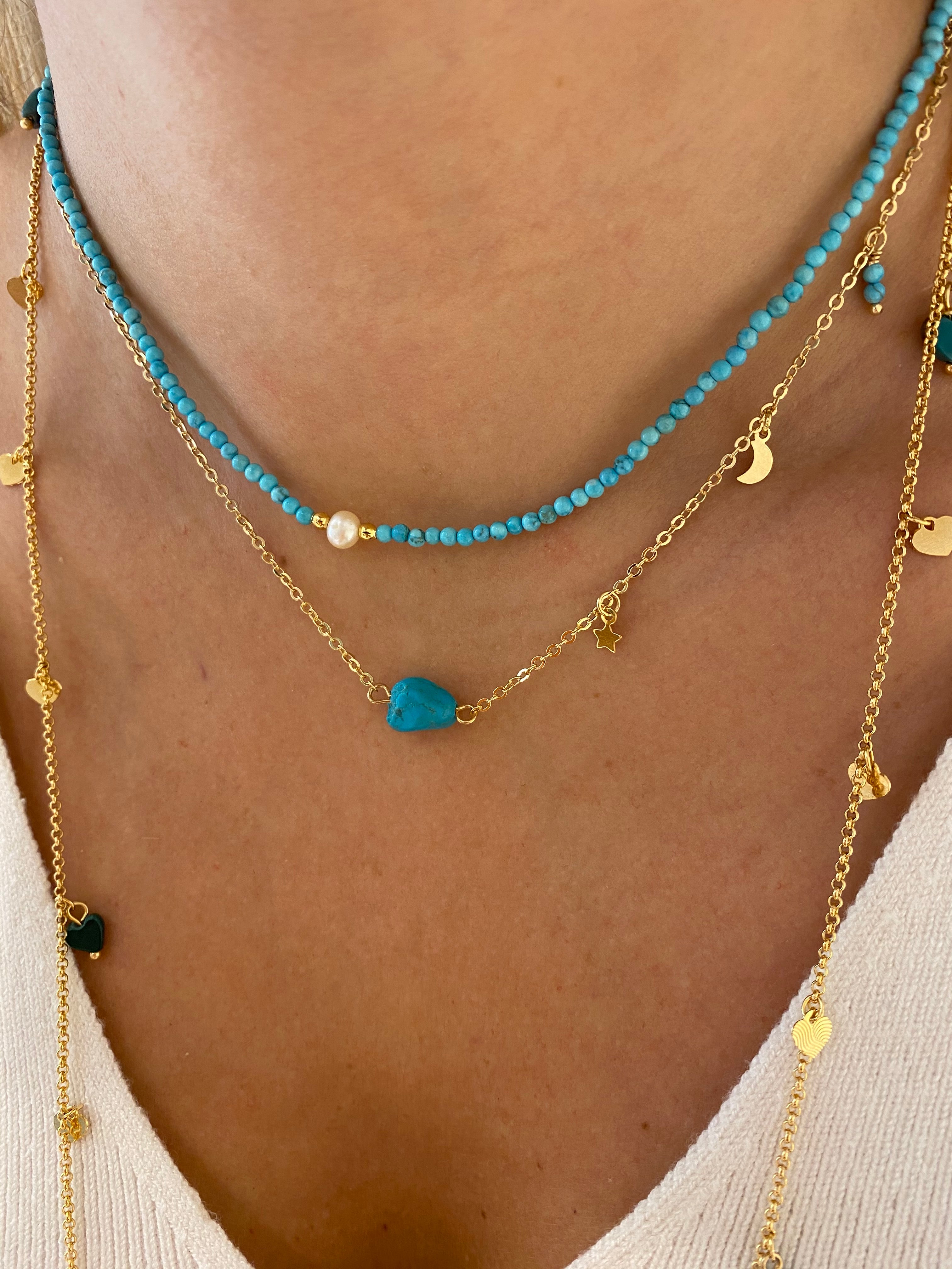 Choker Petit Sky Turquesa Ouro