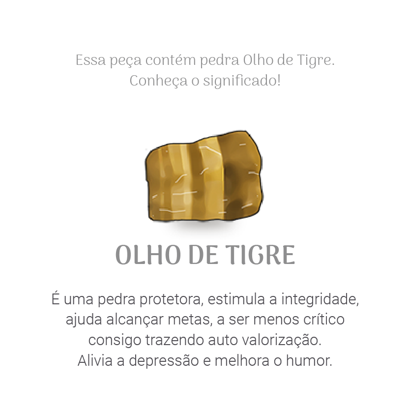 Colar Olho de Tigre Bruto Ródio