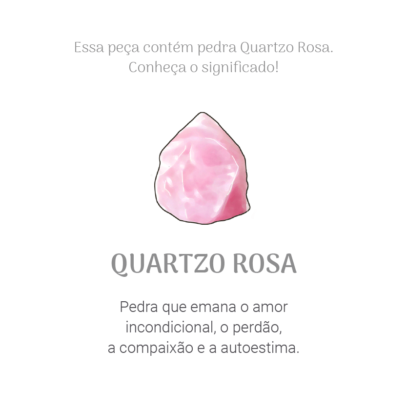 Colar Coracoes Quartzo Rosa Ouro