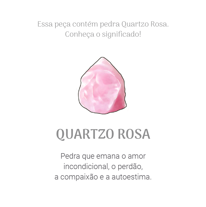 Argolinha Coração Quartzo Rosa Ródio - anilu bijoux